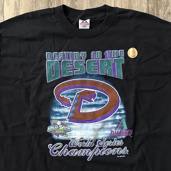 Vintage Arizona Diamondbacks Destiny In The Desert 2001 World Series Tee Size L - Picture 2 of 8